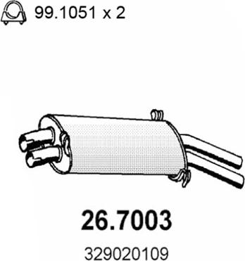 ASSO 26.7003 - Глушник вихлопних газів кінцевий autocars.com.ua