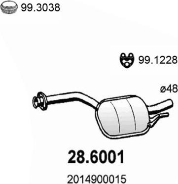 ASSO 286001 - Средний глушитель выхлопных газов avtokuzovplus.com.ua