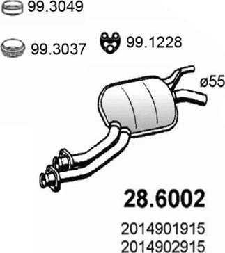 ASSO 28.6002 - Середній глушник вихлопних газів autocars.com.ua