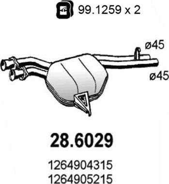 ASSO 28.6029 - Середній глушник вихлопних газів autocars.com.ua