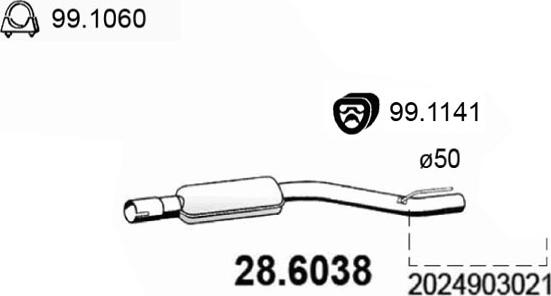 ASSO 28.6038 - Середній глушник вихлопних газів autocars.com.ua