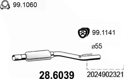 ASSO 28.6039 - Средний глушитель выхлопных газов autodnr.net