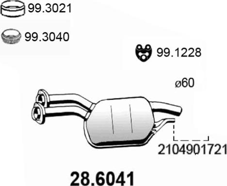 ASSO 28.6041 - Середній глушник вихлопних газів autocars.com.ua