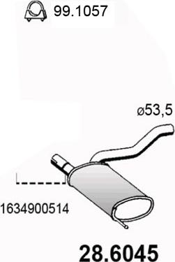 ASSO 28.6045 - Середній глушник вихлопних газів autocars.com.ua