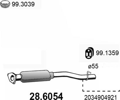 ASSO 28.6054 - Середній глушник вихлопних газів autocars.com.ua