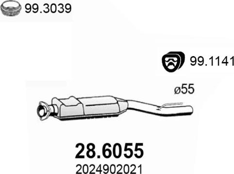 ASSO 28.6055 - Середній глушник вихлопних газів autocars.com.ua