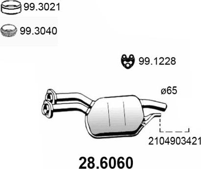 ASSO 28.6060 - Средний глушитель выхлопных газов avtokuzovplus.com.ua