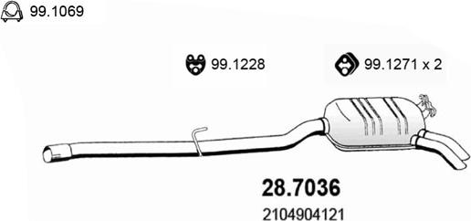 ASSO 28.7036 - Глушитель выхлопных газов, конечный avtokuzovplus.com.ua