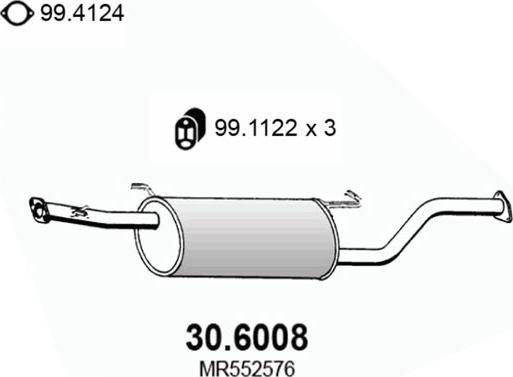 ASSO 30.6008 - Средний глушитель выхлопных газов avtokuzovplus.com.ua