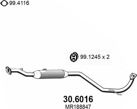 ASSO 30.6016 - Середній глушник вихлопних газів autocars.com.ua