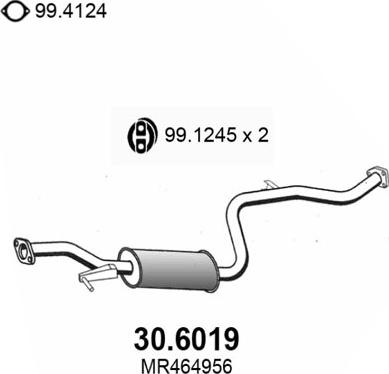 ASSO 30.6019 - Середній глушник вихлопних газів autocars.com.ua