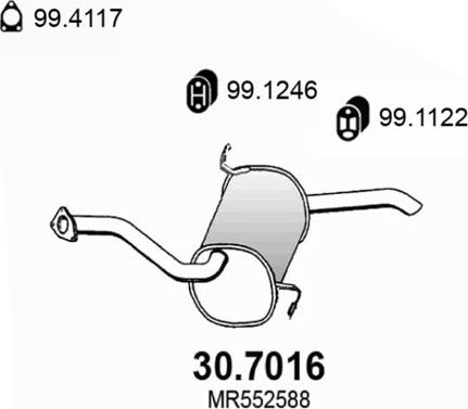 ASSO 30.7016 - Глушитель выхлопных газов, конечный avtokuzovplus.com.ua