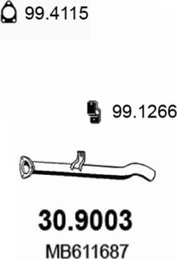 ASSO 30.9003 - Труба вихлопного газу autocars.com.ua