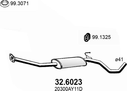 ASSO 32.6023 - Середній глушник вихлопних газів autocars.com.ua