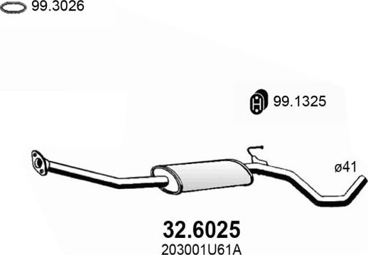 ASSO 32.6025 - Середній глушник вихлопних газів autocars.com.ua