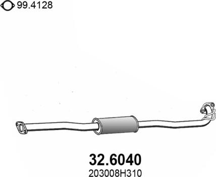 ASSO 32.6040 - Середній глушник вихлопних газів autocars.com.ua