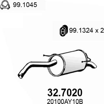 ASSO 32.7020 - Глушник вихлопних газів кінцевий autocars.com.ua
