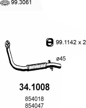 ASSO 34.1008 - Труба вихлопного газу autocars.com.ua
