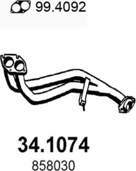 ASSO 34.1074 - Труба вихлопного газу autocars.com.ua