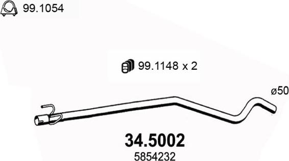 ASSO 34.5002 - Труба вихлопного газу autocars.com.ua