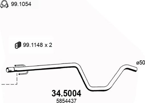 ASSO 34.5004 - Труба вихлопного газу autocars.com.ua