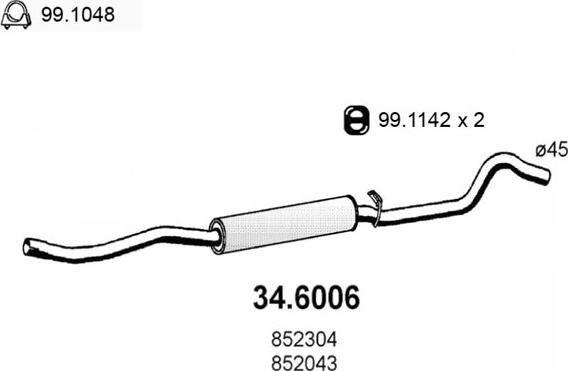 ASSO 34.6006 - Середній глушник вихлопних газів autocars.com.ua