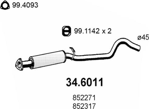 ASSO 34.6011 - Середній глушник вихлопних газів autocars.com.ua