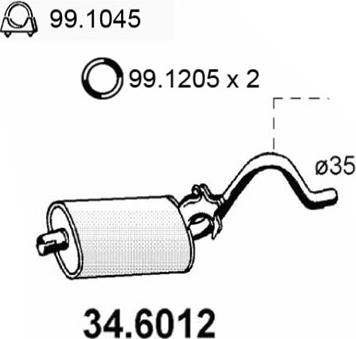 ASSO 34.6012 - Середній глушник вихлопних газів autocars.com.ua