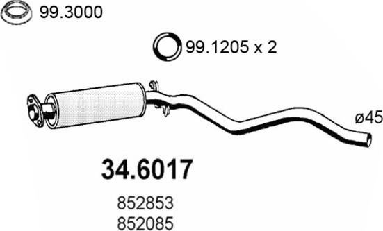 ASSO 34.6017 - Середній глушник вихлопних газів autocars.com.ua