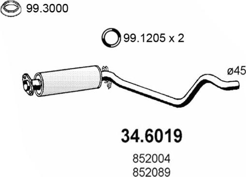 ASSO 34.6019 - Середній глушник вихлопних газів autocars.com.ua