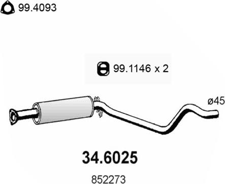 ASSO 34.6025 - Середній глушник вихлопних газів autocars.com.ua