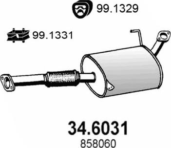 ASSO 34.6031 - Середній глушник вихлопних газів autocars.com.ua