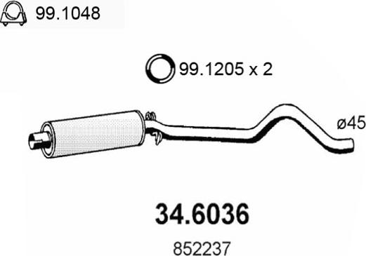 ASSO 34.6036 - Середній глушник вихлопних газів autocars.com.ua