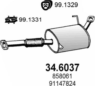 ASSO 34.6037 - Середній глушник вихлопних газів autocars.com.ua