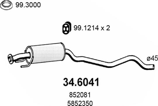 ASSO 34.6041 - Середній глушник вихлопних газів autocars.com.ua