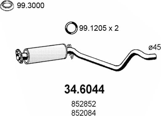 ASSO 34.6044 - Середній глушник вихлопних газів autocars.com.ua