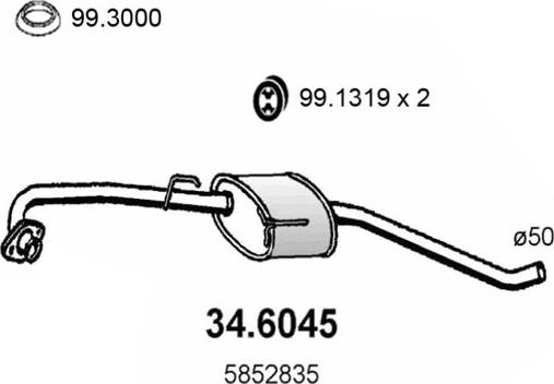 ASSO 34.6045 - Средний глушитель выхлопных газов avtokuzovplus.com.ua