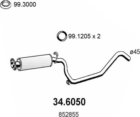 ASSO 34.6050 - Середній глушник вихлопних газів autocars.com.ua