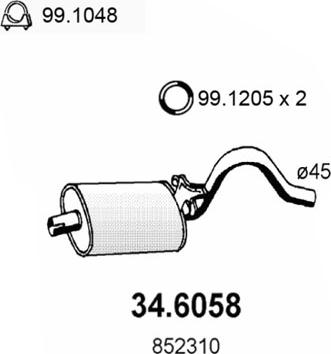 ASSO 34.6058 - Середній глушник вихлопних газів autocars.com.ua