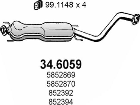 ASSO 34.6059 - Середній глушник вихлопних газів autocars.com.ua