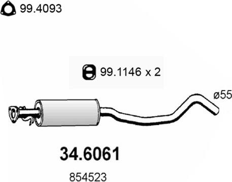 ASSO 34.6061 - Средний глушитель выхлопных газов avtokuzovplus.com.ua