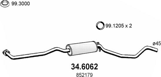 ASSO 34.6062 - Середній глушник вихлопних газів autocars.com.ua