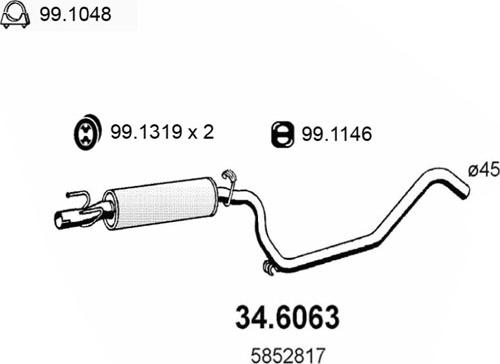 ASSO 34.6063 - Середній глушник вихлопних газів autocars.com.ua