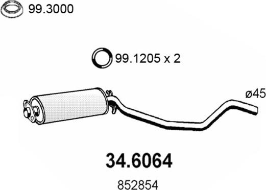 ASSO 34.6064 - Середній глушник вихлопних газів autocars.com.ua