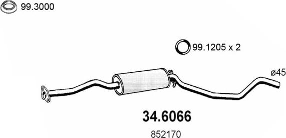 ASSO 34.6066 - Середній глушник вихлопних газів autocars.com.ua