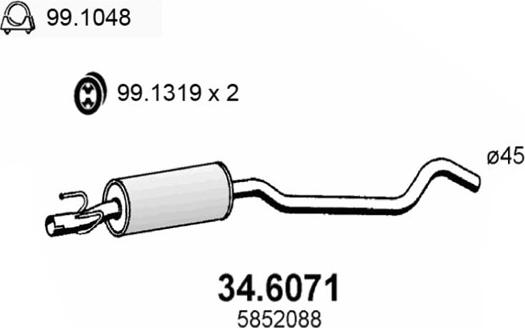 ASSO 34.6071 - Средний глушитель выхлопных газов avtokuzovplus.com.ua