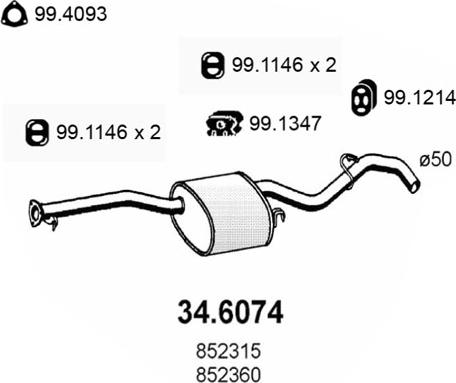 ASSO 34.6074 - Средний глушитель выхлопных газов avtokuzovplus.com.ua
