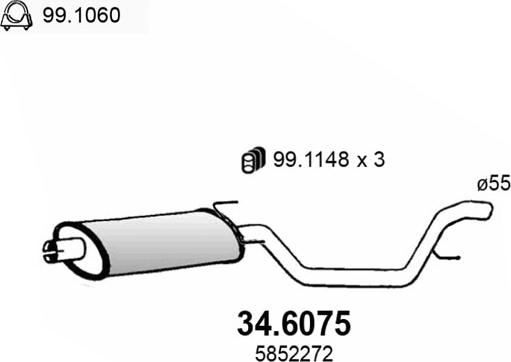 ASSO 34.6075 - Средний глушитель выхлопных газов avtokuzovplus.com.ua