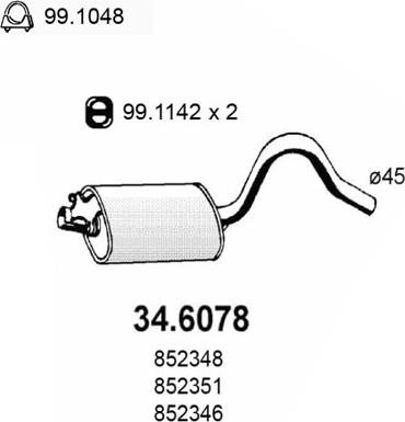 ASSO 34.6078 - Середній глушник вихлопних газів autocars.com.ua