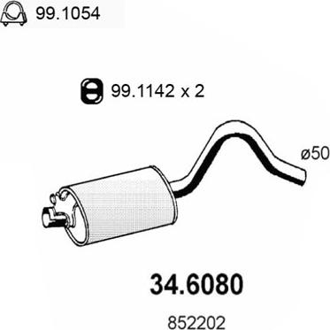 ASSO 34.6080 - Середній глушник вихлопних газів autocars.com.ua